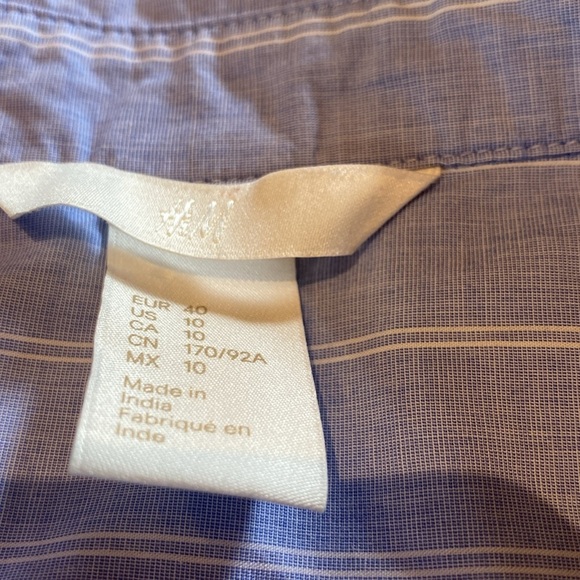 H&M Cotton L/S Button Down Oxford Oversized Pin Stripe Shirt Blue White Size 10 - Picture 5 of 8